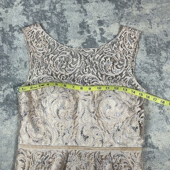 Jenny Yoo Collection Harlow Dress Lace Sweetheart Mini Cream Metallic Sz 4 - Picture 8 of 13